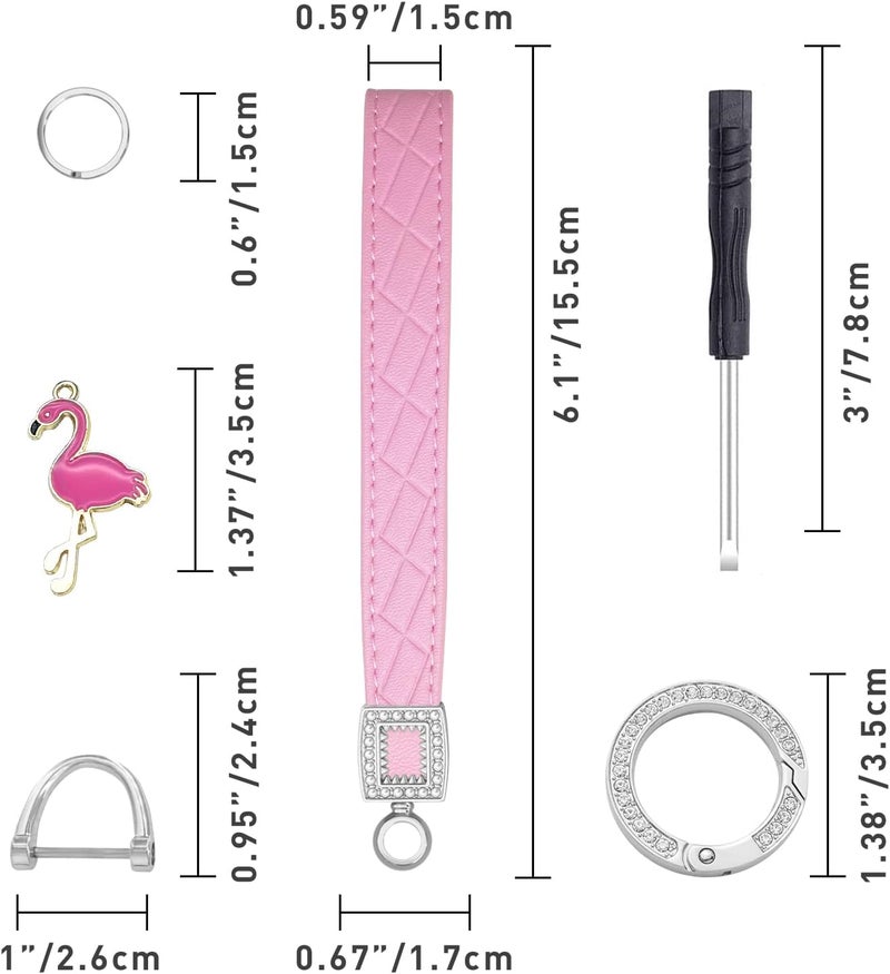 OHKYOOT Store Leather Wristlet Keychain,Wrist Keychain Car Key Chain with 5 Key Ring and Anti-Lost D Ring - Image 5